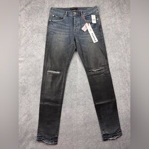 Purple Men's Distressed Straight Jeans - Gray